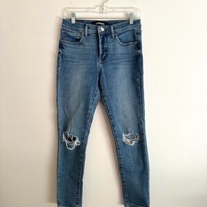 Express Women's Blue Distressed Jeans